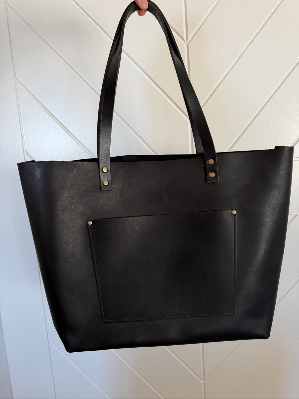 Portland Leather Goods Black Leather Tote Bag